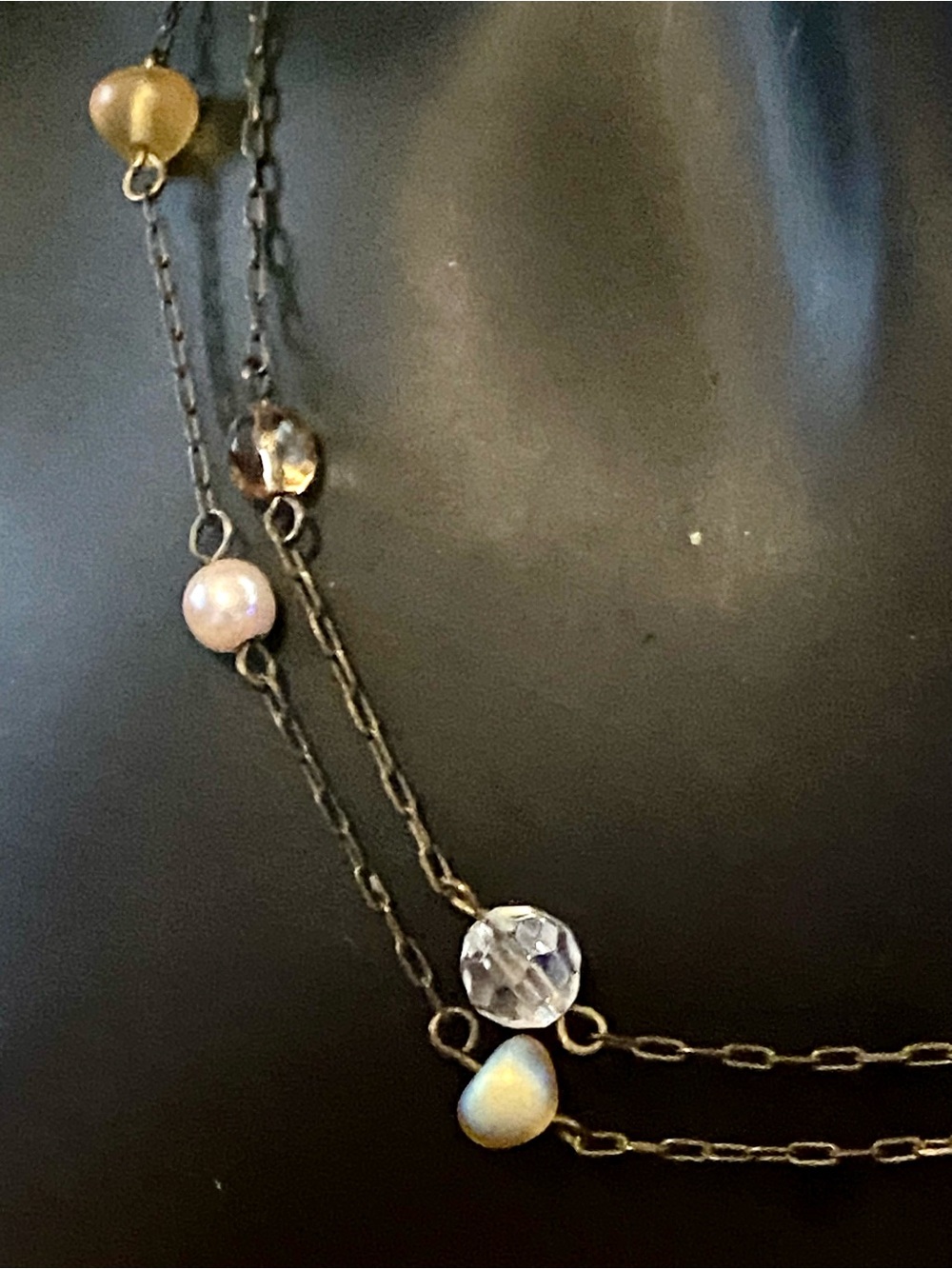 Multi-Strand Chunky Pink,Tan,GreenBrown & Rose gold interlocking circle necklace - Picture 8 of 10